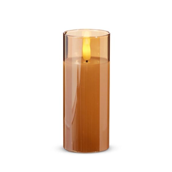 2" x 5" Ivory Wax Gold Glass LED Pillar Candle with Timer