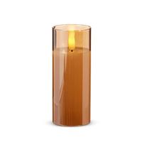 RAZ Imports 2" x 5" Ivory Wax Gold Glass LED Pillar Candle with Timer