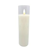 RAZ Imports 2" x 7" Ivory Wax Clear Glass LED Pillar Candle with Timer