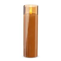 RAZ Imports 2" x 7" Ivory Wax Gold Glass LED Pillar Candle with Timer