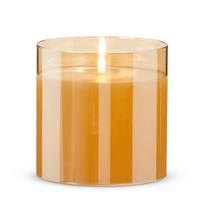 RAZ Imports 6" x 6" Ivory Wax Gold Glass LED Pillar Candle with Timer