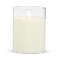 View 6" x 8" Ivory Wax Clear Glass LED Pillar Candle with Timer