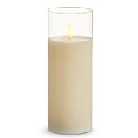 RAZ Imports 3" x 8" Ivory Wax Clear Glass LED Pillar Candle with Timer