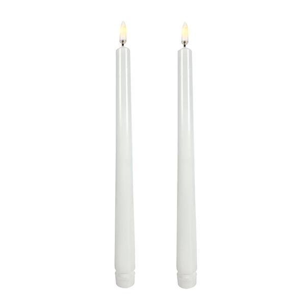 10" White Wax LED Taper Candles with Timer (2 pack)