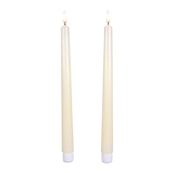 10" Ivory Wax LED Taper Candles with Timer (2 pack)