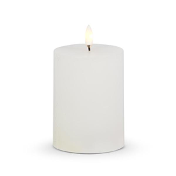 3" x 4" White Wax LED Pillar Candle with Timer