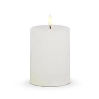 Luminesce 3" x 4" White Wax LED Pillar Candle with Timer