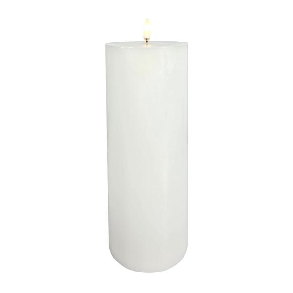 3.5" x 9" White Wax LED Pillar Candle with Timer