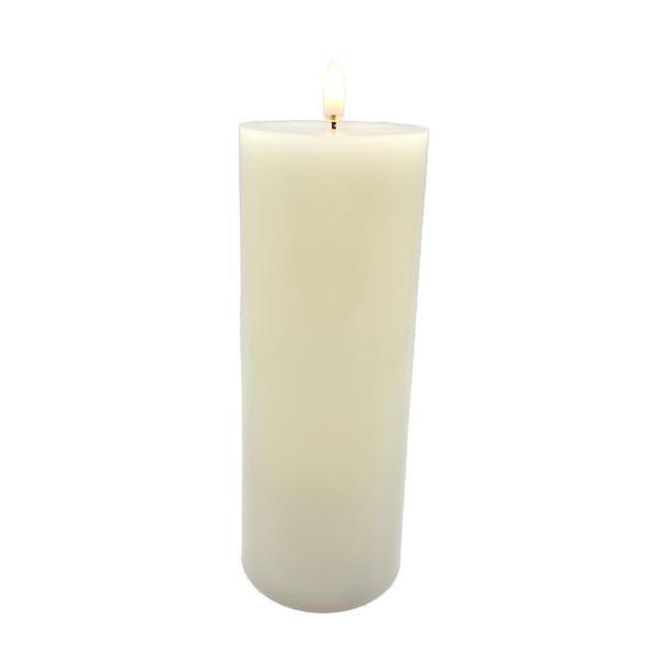 3" x 8" Ivory Wax LED Pillar Candle with Timer
