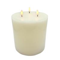 Luminesce 6" x 6" Ivory Triflame Wax LED Pillar Candle with Timer