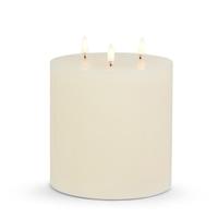 Luminesce 6" x 6" Ivory Triflame Wax LED Pillar Candle with Timer