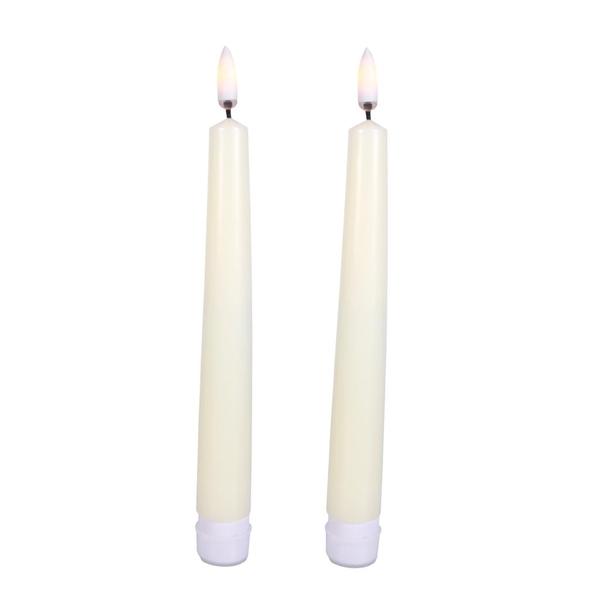 7" Ivory Wax LED Taper Candles with Timer (2 pack)