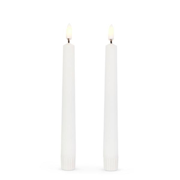7" White Wax LED Taper Candles with Timer (2 pack)