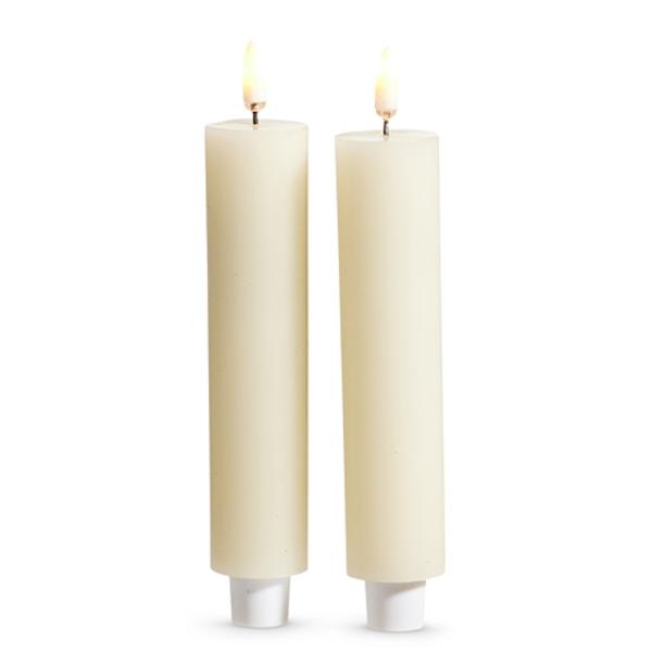 4.5" x 1.25" Ivory Wax LED Taper Candles with Timer (2 pack)