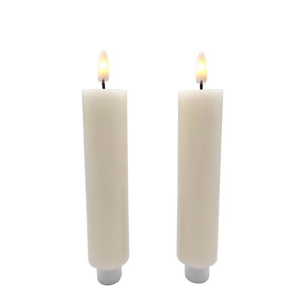6.5" x 1.25" Ivory Wax LED Taper Candles with Timer (2 pack)