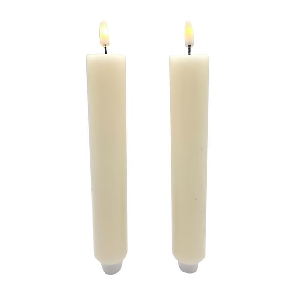 8.5" x 1.25" Ivory Wax LED Taper Candles with Timer (2 pack)