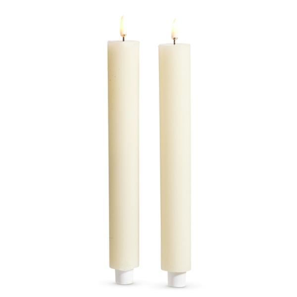 8.5" x 1.25" Ivory Wax LED Taper Candles with Timer (2 pack)