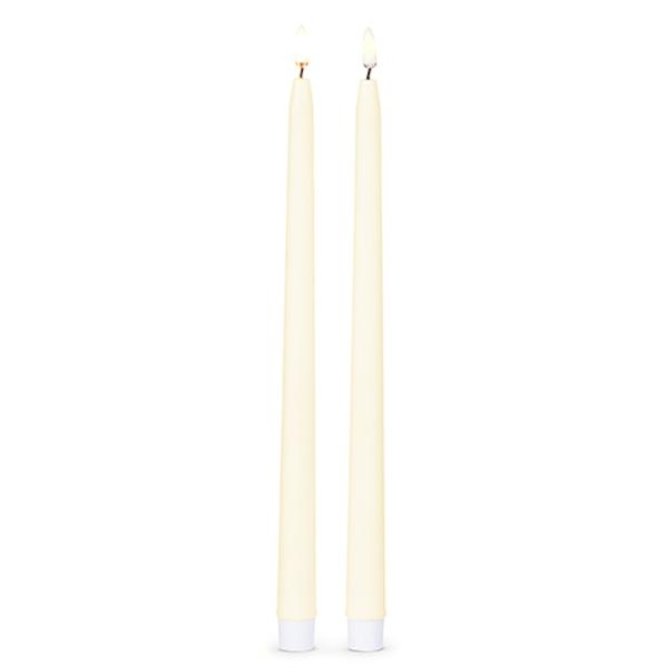 12.5" Ivory Wax LED Taper Candles with Timer (2 pack)