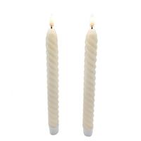 Luminesce 8.5" Ivory Twist Wax LED Taper Candles with Timer (2 pack)