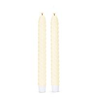 Luminesce 8.5" Ivory Twist Wax LED Taper Candles with Timer (2 pack)