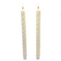 Luminesce 10.5" Ivory Twist Wax LED Taper Candles with Timer (2 pack)