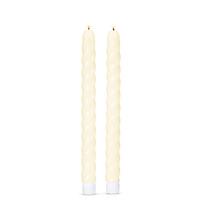 Luminesce 10.5" Ivory Twist Wax LED Taper Candles with Timer (2 pack)