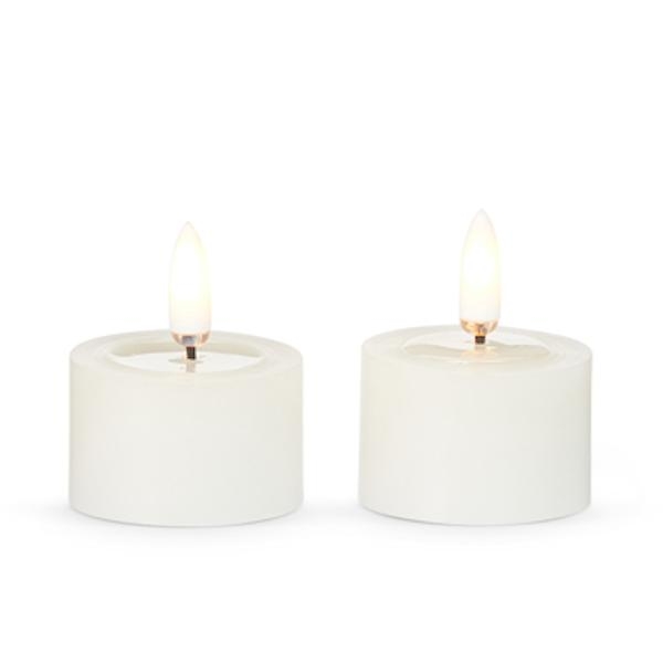 1.75" x 1" Ivory Wax LED Tealights Candle with Timer (2 Pack)