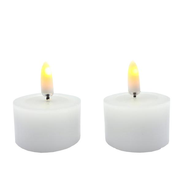 1.75" x 1" White Wax LED Tealights Candle with Timer (2 Pack)