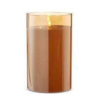 RAZ Imports 6" x 10" Ivory Wax Gold Glass LED Pillar Candle with Timer