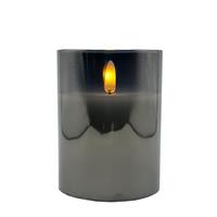 RAZ Imports 3" x 4" Ivory Wax Smoke Glass LED Pillar Candle with Timer