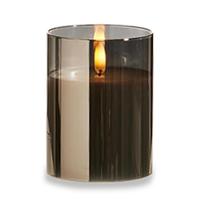 RAZ Imports 3" x 4" Ivory Wax Smoke Glass LED Pillar Candle with Timer