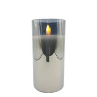 RAZ Imports 3" x 6" Ivory Wax Smoke Glass LED Pillar Candle with Timer