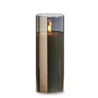 RAZ Imports 3" x 8" Ivory Wax Smoke Glass LED Pillar Candle with Timer