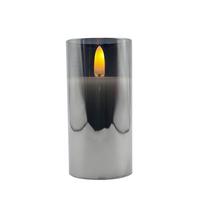 RAZ Imports 2" x 4" Ivory Wax Smoke Glass LED Pillar Candle with Timer