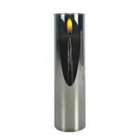 Liown 2" x 7" Ivory Wax Smoke Glass LED Pillar Candle with Timer
