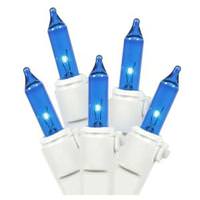 View 100 Light White Wire Blue Miniature String with 2.5" Spacing