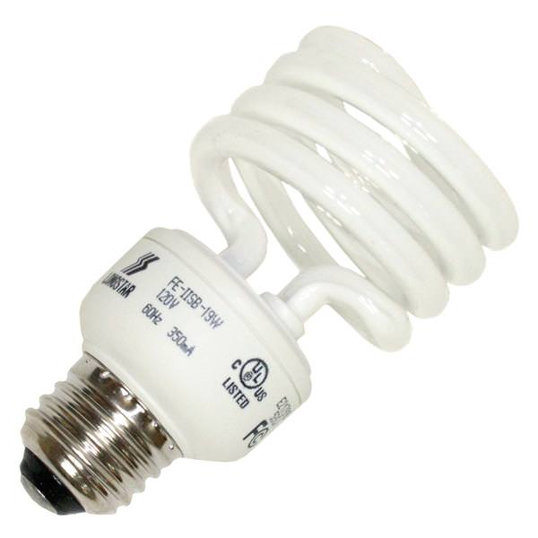 19 watt 120 volt T2 Medium Screw Base 2700K Warm White CFL
