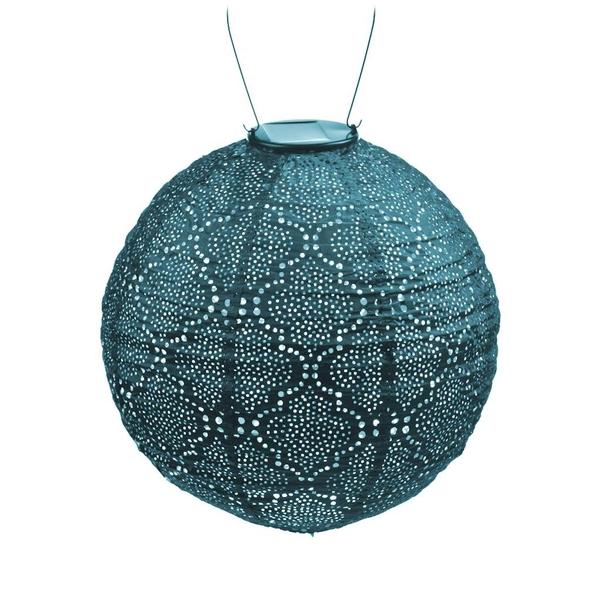 11.8" Round Sea Blue Bazaar Pattern Lantern