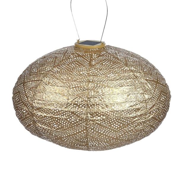 16.6" Oval Gold Ikat Pattern Lantern