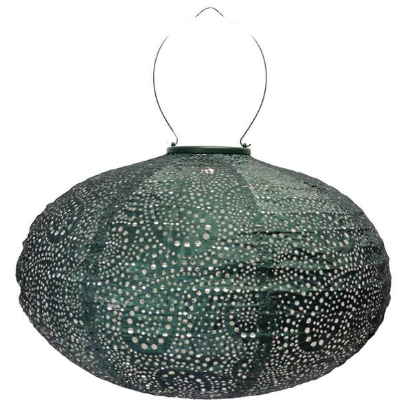 16.6" Oval Green Paisley Pattern Lantern