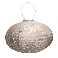 Lumiz 16.6" Oval Taupe Paisley Pattern Lantern