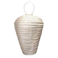 Lumiz 25.7" Balloon Light Taupe Sashiko Pattern Lantern