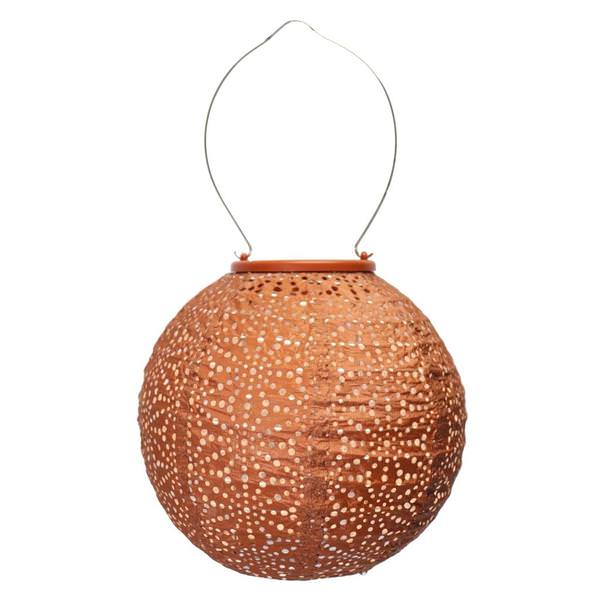 13.1" Round Copper Sashiko Pattern Lantern