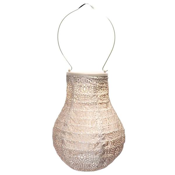 13.9" Bulb Taupe Fan Pattern Lantern