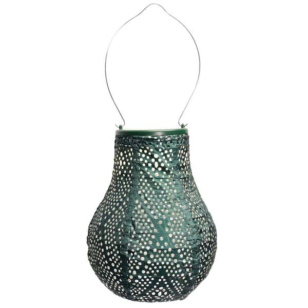 7.8" Bulb Green Ikat Pattern Lantern