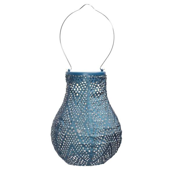 13.9" Bulb Petrol Ikat Pattern Lantern