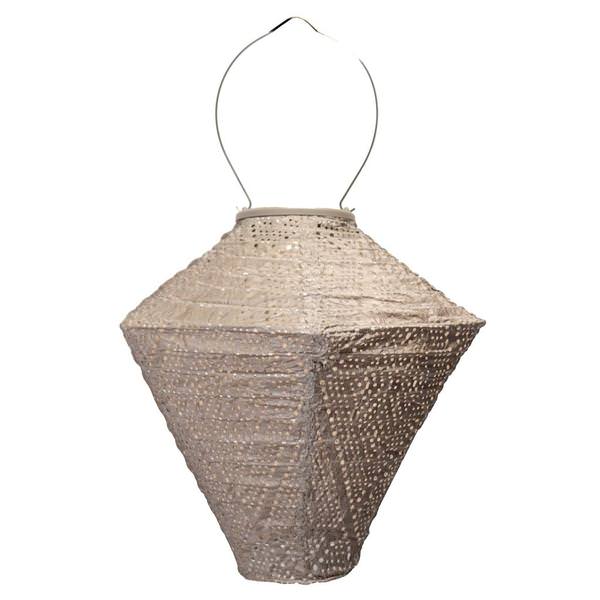 11" Diamond Ikat Taupe Battery Operated Dimmable LED