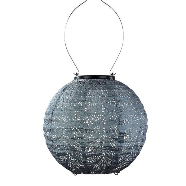 7" Round Grey Blue Folia Pattern Lantern