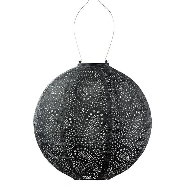 11.8" Round Dark Grey Paisley Pattern Lantern