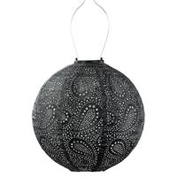 Lumiz 11.8" Round Dark Grey Paisley Pattern Lantern